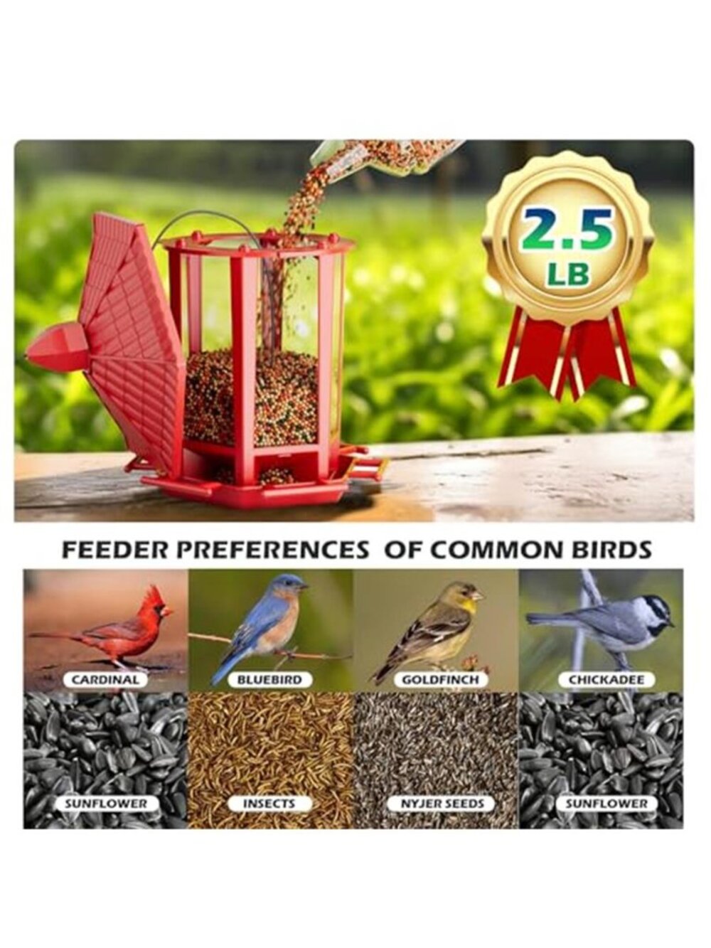 New 2 Pack Bird Feeders for Outdoor Hanging, Retro Pagoda Design Fun - Picture 2 of 7